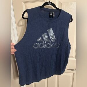 Adidas Women’s Athletic Sleeveless Muscle Tank w Front Logo, Navy Blue, Sz XL